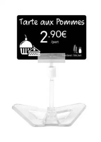 AC000011 - Support Étiquette de Prix Aspect Cristal - 8 cm