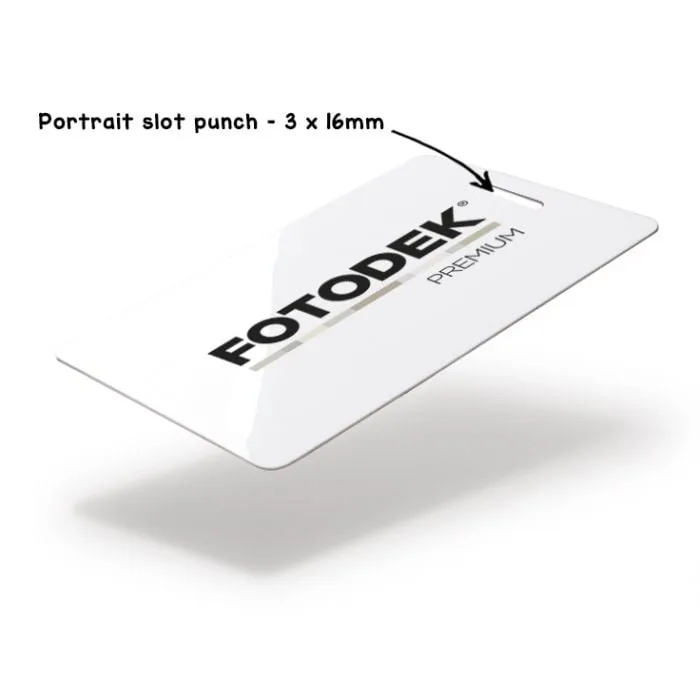 Cartes PVC FOTODEK avec fente 3 × 15 mm portrait – lot de 100
