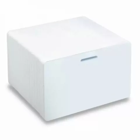 Cartes PVC Ingenia blanches avec fente horizontale CR80 – lot de 100