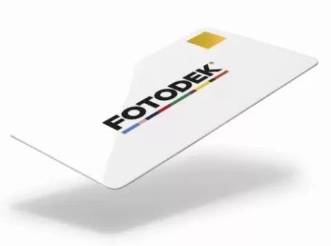 FOTODEK - HP6-76-GD-A - Cartes PVC blanches avec Holopatch OR - Lot de 100
