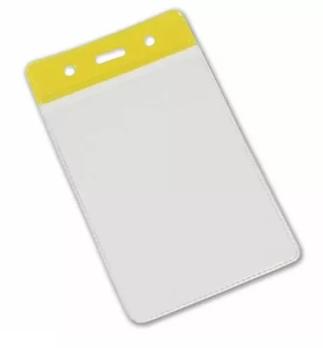 YA301-P-YL - Porte-badges Jaune souple 86x54 perforation oblongue