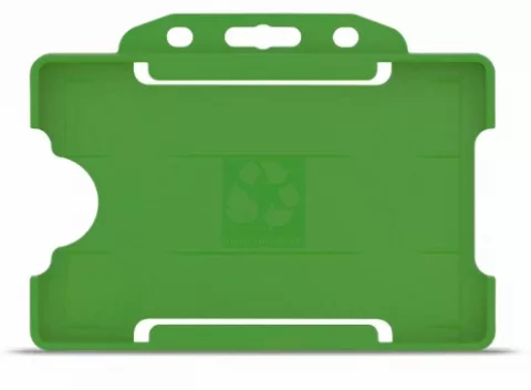 YA302-L-LGR - Porte-Badge Rigide Vert Clair Biodégradable Bulldog 86x54 perforation oblongue 2 rondes - 1 Face