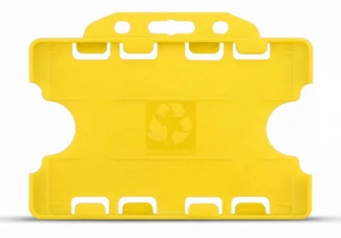 YA302-L-YL(D) - Porte-Badge Jaune Biodégradable Bulldog - Double Face