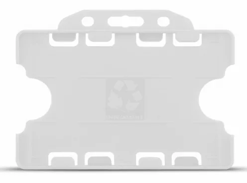 YA302-L-N(D) - Porte-Badge Transparent Givré Biodégradable Bulldog - Double Face
