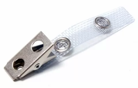 1412001 - Pince crocodile avec lanière renforcée et clip métal — accessoire ID CARD ACCESSORIES