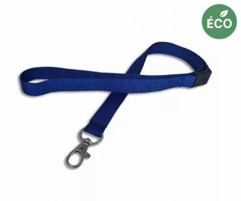 Cordon tour de cou sécurisé écologique 15 mm avec attache en métal sans nickel – Bleu roi