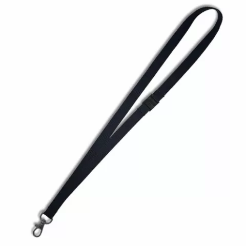 Cordon tour de cou sécurisé écologique 15 mm avec attache en métal sans nickel – Noir