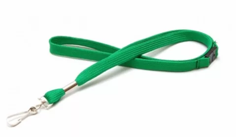 1437242 - Tour de cou Vert  Mousqueton métal et rupture sécuritaire Bague métal