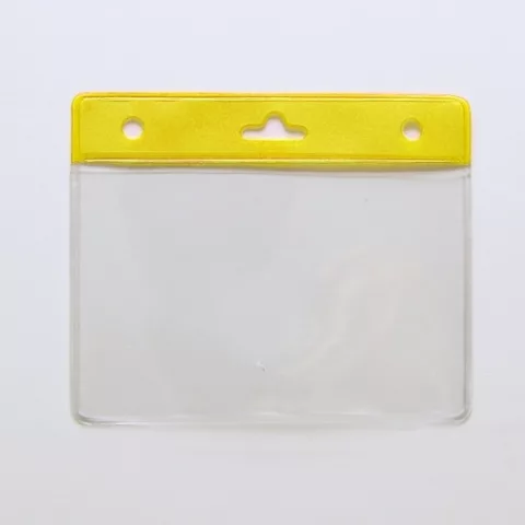 1453054 - Porte-badges souple 86x54 perforation 1 oblongue clip 2 rondes chaînette cordon