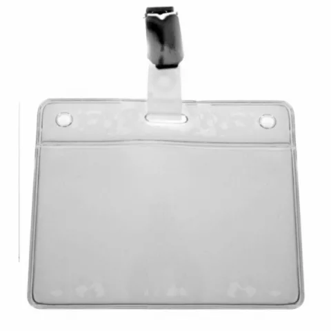 1456500 - Porte-badges souple 86x54 perforation 2 rondes 1 oblongue clip métal