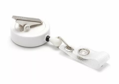 1473021 - Enrouleur de Badge Blanc Système  Rotatif Avec Pince Crocodile